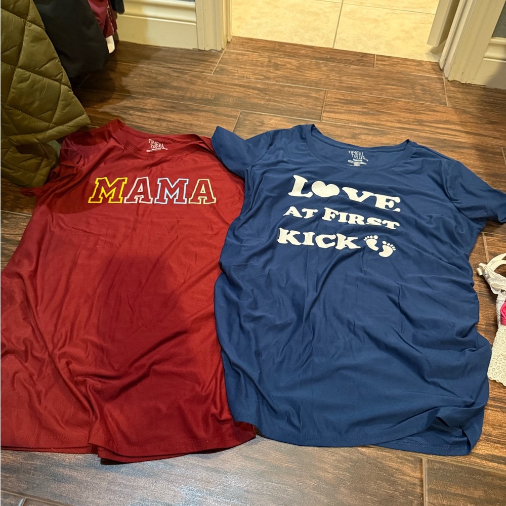 Time and Tru Maternity Tees - Red and Blue